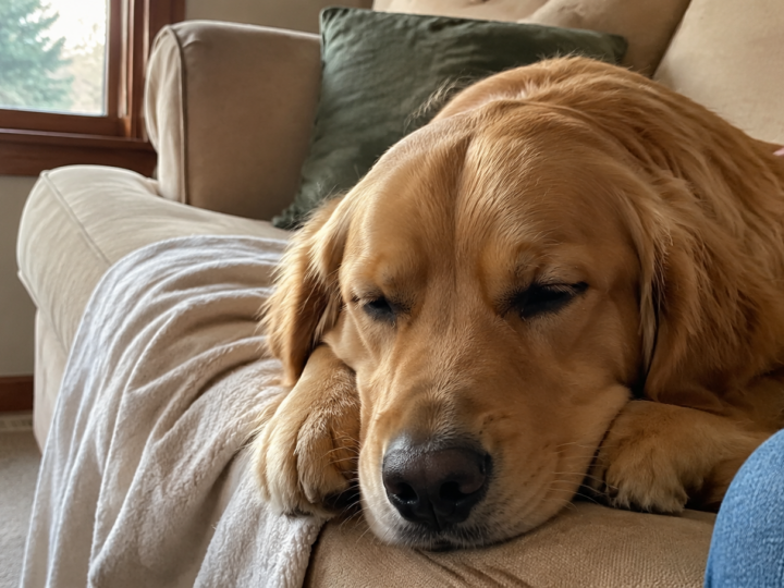 Why does my dog sigh while resting beside an owner?