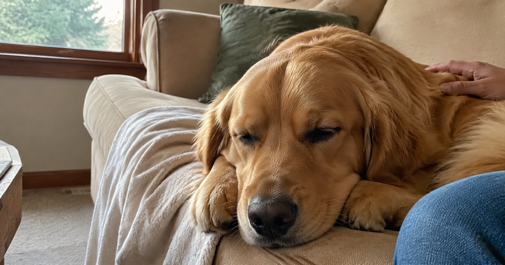Why does my dog sigh while resting beside an owner?